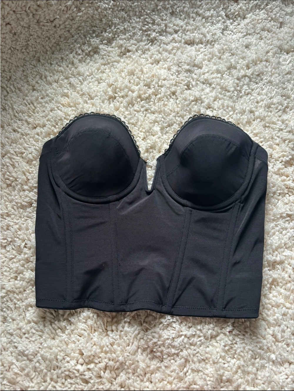 Dominique Black Strapless Longline Bustier Corset Bra